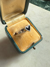 Load image into Gallery viewer, Black Onyx Sterling Silver Heart Ring Size 7.75
