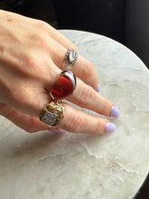 Load image into Gallery viewer, Chunky Red Heart Sterling Silver Resin Ring
