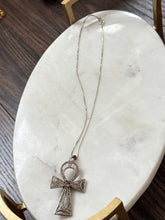 Load image into Gallery viewer, Ankh Turquoise Sterling Vintage Large Pendant Necklace 17.75”
