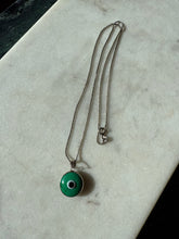 Load image into Gallery viewer, Green Evil Eye Protection Sterling Silver Necklace 17”
