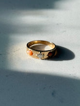 Load image into Gallery viewer, Antique 18k Yellow Gold Old Mine Cut &amp; Coral Ring Size 4.75
