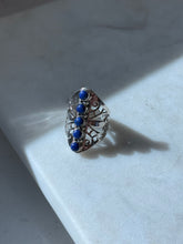 Load image into Gallery viewer, Vintage Lapis Sterling Silver Ring Size 7.5
