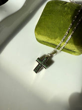 Load image into Gallery viewer, Green Sterling Silver Cross Necklace
