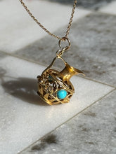 Load image into Gallery viewer, Vintage 14k Gold Turquoise Vial Charm
