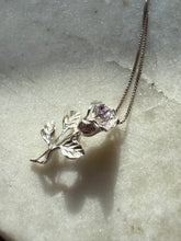 Load image into Gallery viewer, Vintage Purple Rose Sterling Silver Necklace 20”
