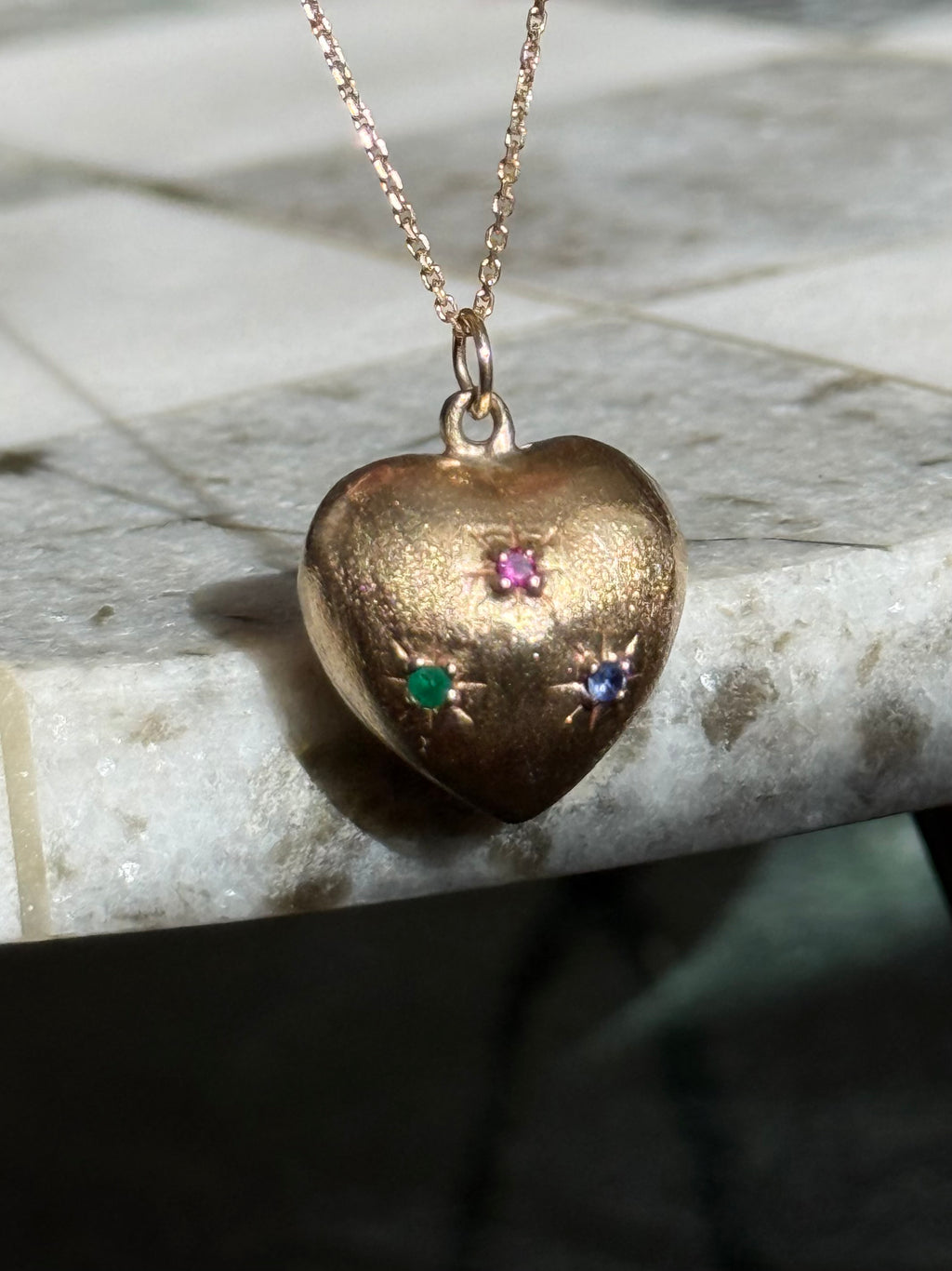Vintage 1960s Semi-Solid 14k Gold Starburst Heart