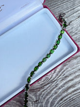 Load image into Gallery viewer, Green Glass Sterling Silver Tennis Bracelet 7.5”
