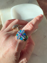 Load image into Gallery viewer, Artisan Signed Opal &amp; Mother of Pearl Sterling Silver Ring Size 10
