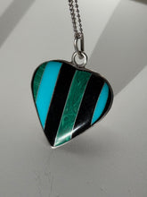 Load image into Gallery viewer, Vintage Multistone Inlay Sterling Silver Heart Pendant
