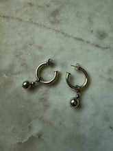 Load image into Gallery viewer, Sterling Silver Tubular Hoops w/ Ball Charm
