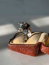 Load image into Gallery viewer, Vintage Blue Sapphire Sterling Silver Panther Ring Size 8.5
