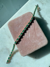 Load image into Gallery viewer, Emerald &amp; Diamond 10k Gold Tennis Bracelet 7”
