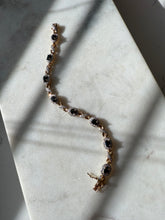 Load image into Gallery viewer, Two-Tone Gold Vermeil Blue Sapphire &amp; CZ Tennis Bracelet 7.25”
