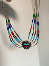 Load image into Gallery viewer, Vintage Multistone Liquid Silver Sterling Fetish Necklace 17”
