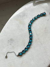 Load image into Gallery viewer, Antique 1920s Sterling Silver Blue Bracelet 6.75”
