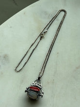 Load image into Gallery viewer, Vintage Multistone Spinner Fob Sterling Necklace 17.75”
