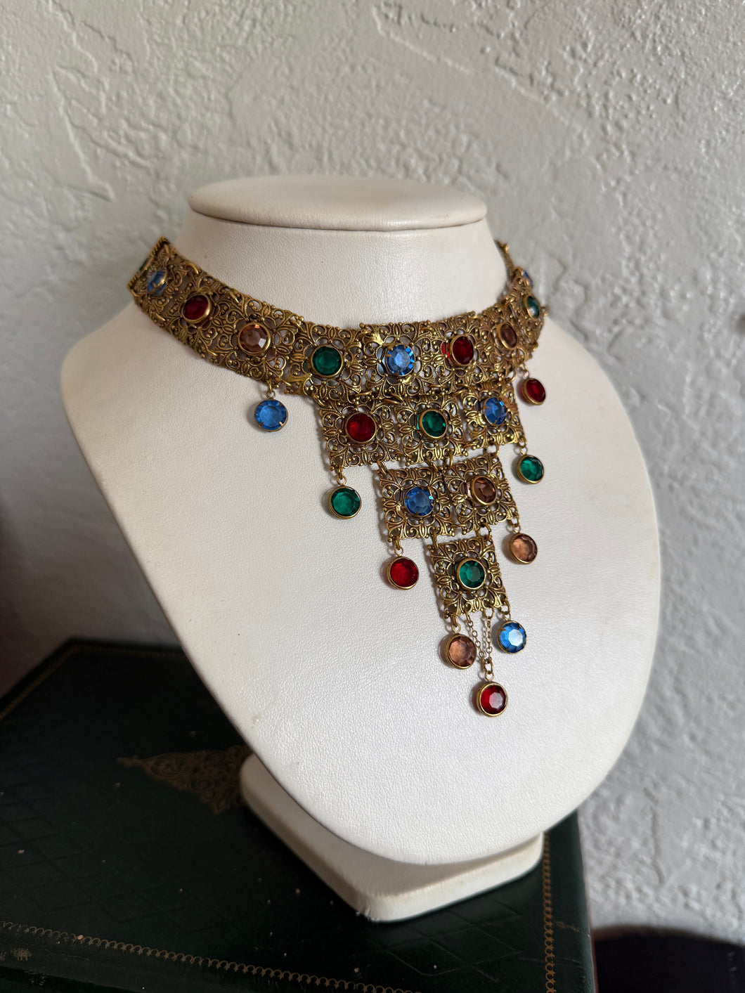 Vintage Goldette Caged Choker Collar Goldtone Necklace