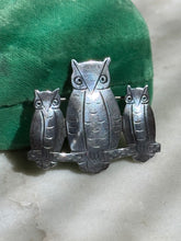 Load image into Gallery viewer, Vintage 1930s Owl Sterling Silver Brooch
