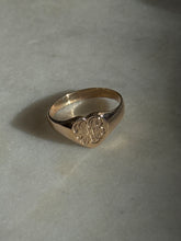 Load image into Gallery viewer, Midcentury 10k Solid Gold Engraved Heart Signet Ring Size 4.5
