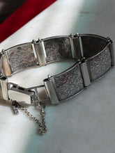 Load image into Gallery viewer, Floral Etched Sterling Silver Panel Link Bracelet 7.5”
