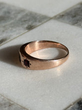 Load image into Gallery viewer, Garnet Starburst 10k Gold Trilogy Ring
