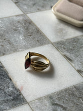 Load image into Gallery viewer, y2k Red Glass Gold Vermeil Ring Size 9.5
