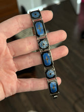 Load image into Gallery viewer, Vintage Norway Blue Black Enamel Sterling Silver Bracelet 7.25”
