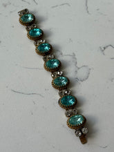 Load image into Gallery viewer, Antique Blue Czech Glass Costume Bracelet 7.25”
