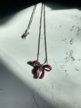 Load image into Gallery viewer, Pink Bow Sterling Silver Necklace 18”
