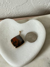 Load image into Gallery viewer, Midcentury 10k Gold Polished Petrified Wood Pendant
