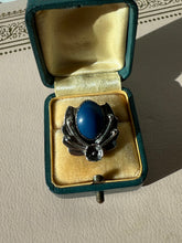 Load image into Gallery viewer, Vintage Lapis Sterling Silver Ring Size 8
