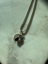 Load image into Gallery viewer, Garnet Horseshoe Sterling Silver Necklace 15”
