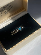 Load image into Gallery viewer, Crushed Turquoise Inlay Heart Sterling Silver Ring Size 8
