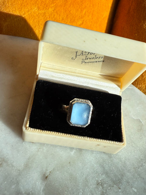 Antique Blue Sterling Silver Ring Size 8
