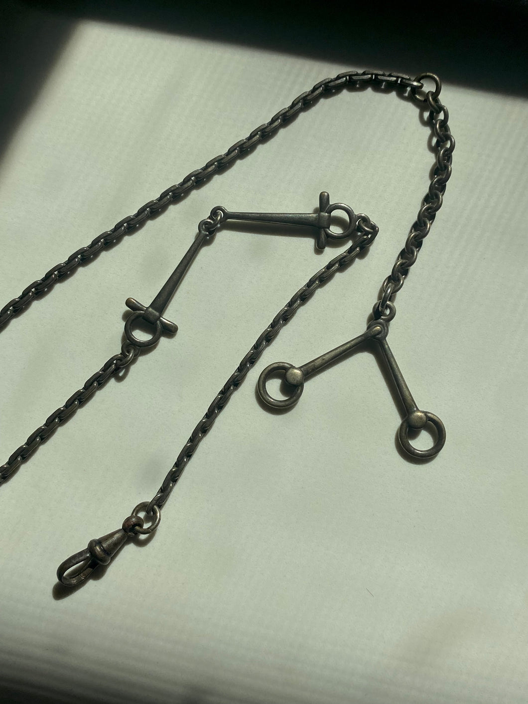 Rare Antique Sterling Silver Watch Chain Necklace