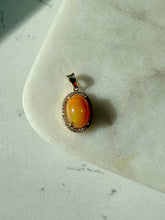 Load image into Gallery viewer, 14k Yellow Gold Fire Opal &amp; Diamond Halo Pendant
