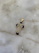 Load image into Gallery viewer, Michael Anthony 1987 Black Enamel 14k Gold Cross Pendant
