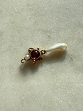 Load image into Gallery viewer, Antique 14k Rosey Gold Garnet &amp; Pearl Charm
