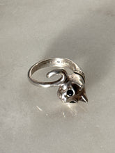 Load image into Gallery viewer, Blue Sapphire Sterling Silver Feline Ring Size 5.75
