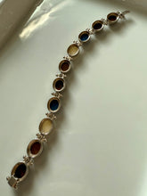Load image into Gallery viewer, Chunky Multistone Sterling Silver Bracelet 7.5”
