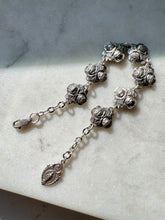 Load image into Gallery viewer, Vintage Roses &amp; Saints Sterling Silver Rosary Bracelet 7”-8”
