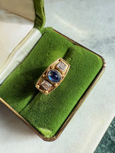 Load image into Gallery viewer, Antique Blue Sapphire Sugarloaf Cabochon Diamond Ring
