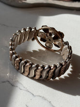 Load image into Gallery viewer, Vintage Purple Flower Sterling &amp; Gold Fill Expansion Bracelet
