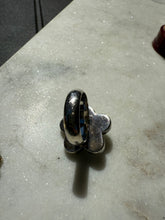 Load image into Gallery viewer, Mother of Pearl &amp; Blue Topaz Flower Ring Size 7
