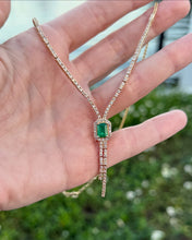 Load image into Gallery viewer, Italian Vintage 14k Yellow Gold 2.0ctw Natural Diamond &amp; Emerald Necklace
