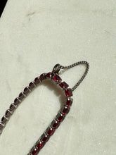 Load image into Gallery viewer, Vintage Red Gemstone Sterling Silver Tennis Bracelet 6.75”

