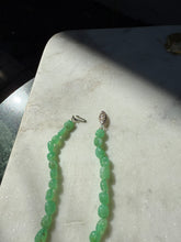 Load image into Gallery viewer, Green Glass Faux Jade Sterling Silver Necklace 17”
