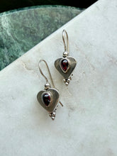 Load image into Gallery viewer, Vintage Garnet Cabochon Sterling Silver Earrings

