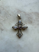 Load image into Gallery viewer, Moonstone Amethyst Sterling Cross Pendant
