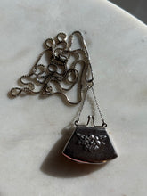 Load image into Gallery viewer, Vintage Floral Purse Sterling Silver Necklace 30”

